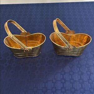 Vintage Brass Baskets set of 2. Made in India 7 x 4 inches H 3 inches